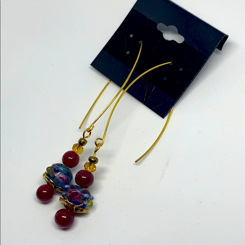 Stone & lampwork glass earrings